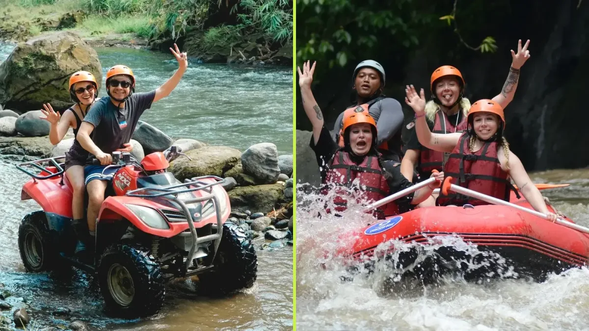 Tandem ATV and rafting combination package
