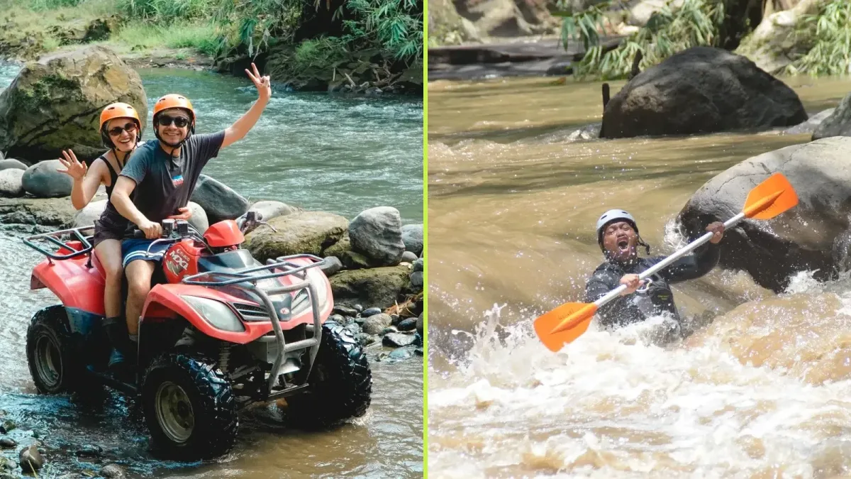 Tandem ATV and river tubing combination package